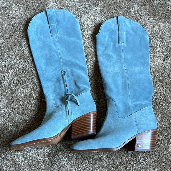 Sam Edelman Blue Suede Cowboy Boots - Picture 2 of 6